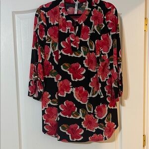 Floral Black and Red Women's Top